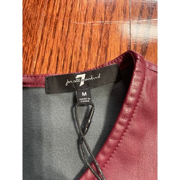 NWT 7 For All Mankind Women Wine Faux Leather Sleeveless Shell  Top Medium - Picture 6 of 8